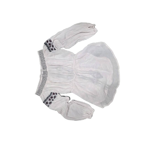 Romeo & Juliet Embroidered Cold Shoulder Top Cream/Black M A003313 - Picture 8 of 9